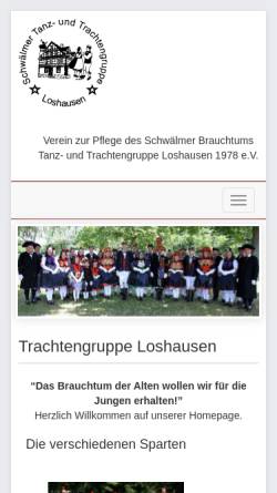 Vorschau der mobilen Webseite www.trachtengruppe-loshausen.de, Tanz und Trachtengruppe Loshausen 1978 e.V.