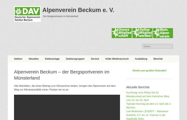 Vorschau von alpenverein-beckum.de, Deutscher Alpenverein Sektion Beckum e.V.