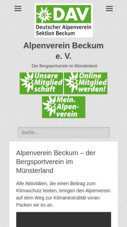 Vorschau der mobilen Webseite alpenverein-beckum.de, Deutscher Alpenverein Sektion Beckum e.V.
