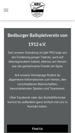 Vorschau der mobilen Webseite www.bbv-jugend.de, Bedburger Ballspielverein von 1912 e.V. Jugendabteilung
