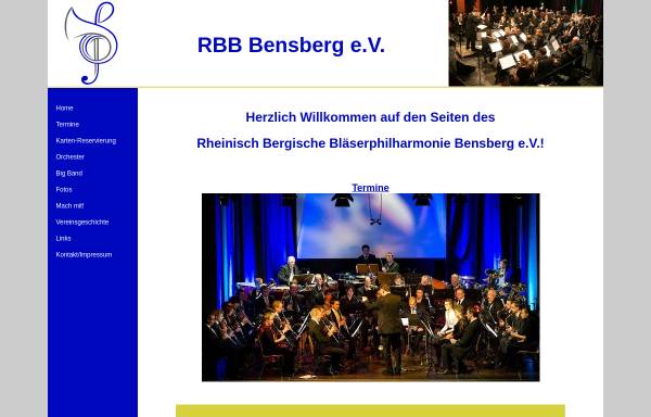 Vorschau von www.rbb-bensberg.de, Rheinisch-Bergische Bläserphilharmonie Bensberg e.V.
