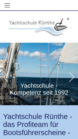 Vorschau der mobilen Webseite www.yachtschule-ruenthe.de, Yachtschule Rünthe