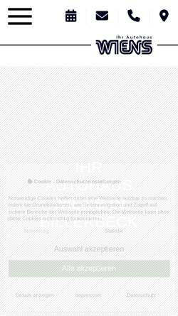 Vorschau der mobilen Webseite www.wiens.de, Autohaus Wiens