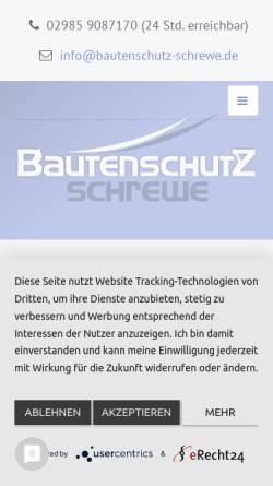 Vorschau der mobilen Webseite www.bautenschutz-schrewe.de, Bautenschutz Schrewe