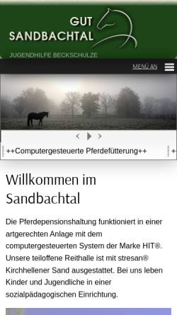 Vorschau der mobilen Webseite www.gut-sandbachtal.info, Reitschule FN auf Gut Sandbachtal
