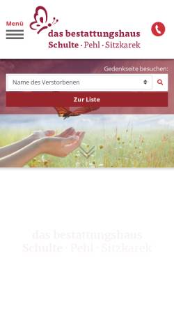 Vorschau der mobilen Webseite www.bestattungen-schulte.de, Bestattungshaus Schulte