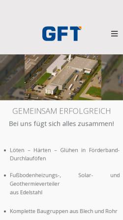 Vorschau der mobilen Webseite www.gft-boenen.de, GFT-Glüh- und Fügetechnik