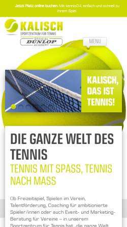 Vorschau der mobilen Webseite www.kalisch-tennis.de, Tennishalle Kalisch
