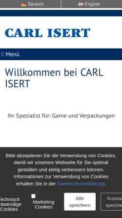 Vorschau der mobilen Webseite www.carl-isert.de, Carl-Isert Handelsvertretungen GmbH