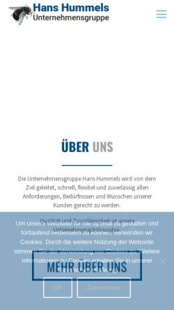 Vorschau der mobilen Webseite www.hummels.de, Hans Hummels Unternehmensgruppe