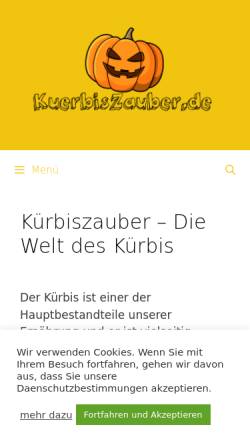Vorschau der mobilen Webseite www.kuerbiszauber.de, Kürbis-Hof Borgentreich Verena Tröschel