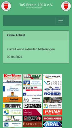 Vorschau der mobilen Webseite www.tus-erkeln.de, Erkeln