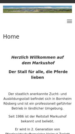 Vorschau der mobilen Webseite www.markushof.de, Reitstall Markushof