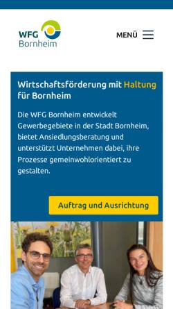 Vorschau der mobilen Webseite wfg-bornheim.de, Wirtschaftsförderungs- und Entwicklungsgeselschaft mbH Bornheim