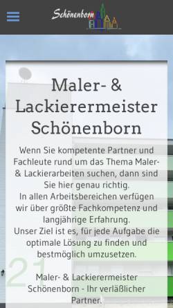 Vorschau der mobilen Webseite www.maler-schoenenborn.de, Wolfgang Schönenborn, Maler- und Lackierermeister
