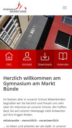 Vorschau der mobilen Webseite www.gambde.de, Gymnasiums am Markt, Bünde