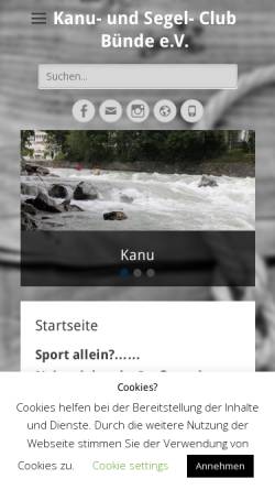 Vorschau der mobilen Webseite www.kanu-und-segel-club-buende.de, Kanu- und Segel-Club Bünde e.V.