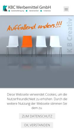 Vorschau der mobilen Webseite www.kbc-werbemittel.de, KBC Werbemittel GmbH
