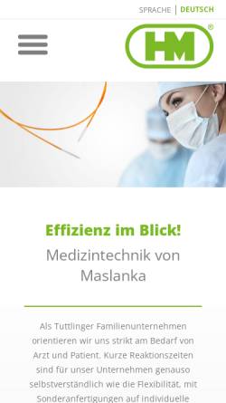 Vorschau der mobilen Webseite www.maslanka.de, H+H Maslanka Chirurgische Instrumente GmbH