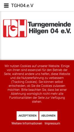 Vorschau der mobilen Webseite www.tghilgen.de, Turngemeinde Hilgen 04 e.V.