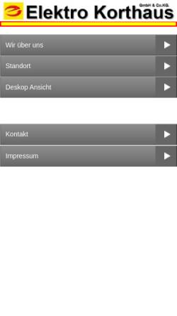 Vorschau der mobilen Webseite www.elektro-korthaus.de, Elektro Korthaus