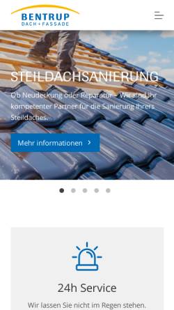 Vorschau der mobilen Webseite bentrup-dach.de, Bentrup Dach und Fassade GmbH & Co. KG