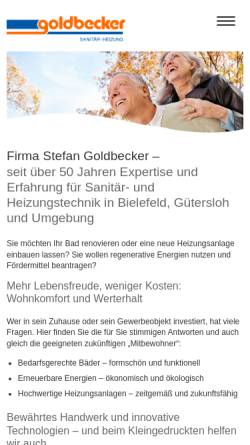 Vorschau der mobilen Webseite www.goldbecker-shk.de, Handwerksmeister Stefan Goldbecker