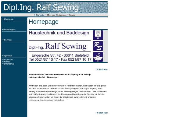 Vorschau von www.ralf-sewing.de, Haustechnik und Baddesign Ralf Sewing
