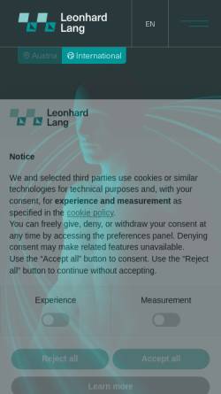 Vorschau der mobilen Webseite www.leonhardlang.com, Leonhard Lang GmbH
