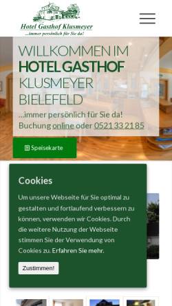 Vorschau der mobilen Webseite www.hotel-klusmeyer.de, Hotel Gasthof Klusmeyer