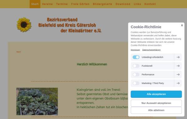 Vorschau von www.kleingarten-bielefeld.de, Bezirksverband Bielefeld und Kreis Gütersloh der Kleingärtner e.V.