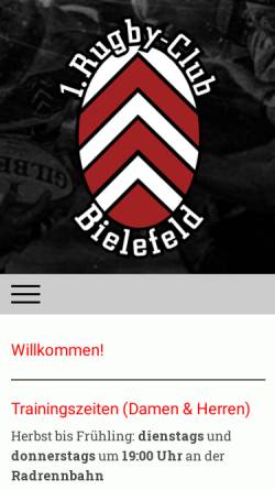 Vorschau der mobilen Webseite bielefeld-rugby.jimdofree.com, 1. Rugbyclub Bielefeld e.V.