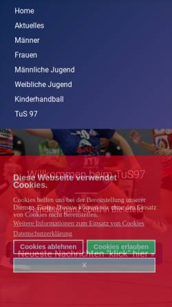 Vorschau der mobilen Webseite www.tus97.de, TuS 97 Bielefeld-Jöllenbeck