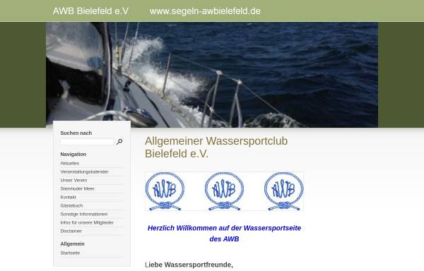 Vorschau von www.segeln-awbielefeld.de, Allgemeiner Wassersportclub Bielefeld e. V.