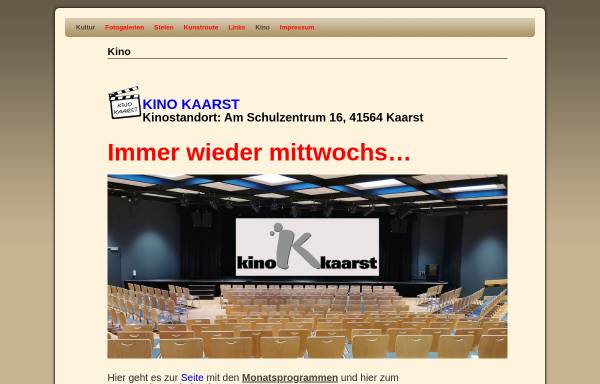 Vorschau von www.kunst-kaarst.de, Kinoprogramm Kaarst