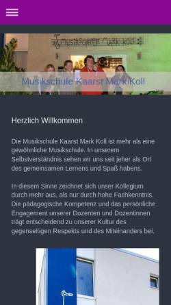 Vorschau der mobilen Webseite www.musikschule-kaarst.de, Musikschule Kaarst Mark Koll