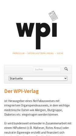 Vorschau der mobilen Webseite wpi-verlag.de, WPI-Verlag, Ute Steindorf & Hans-Peter Möllers GbR