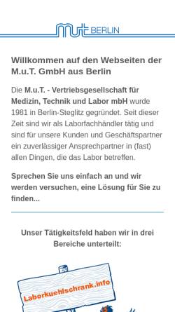 Vorschau der mobilen Webseite www.mut-berlin.de, M.u.T. Labor GmbH