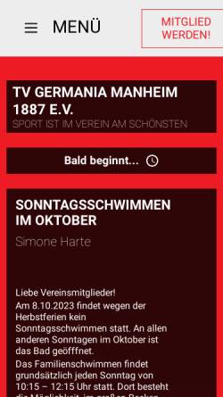 Vorschau der mobilen Webseite www.tvgermaniamanheim.de, TV Germania Manheim e.V.