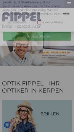 Vorschau der mobilen Webseite www.brillenfippel.de, Optikfachgeschäft Brillen Fippel Kerpen Rheinland