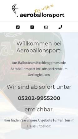 Vorschau der mobilen Webseite www.ballonteam-kirchlengern.de, BallonTeam Kirchlengern