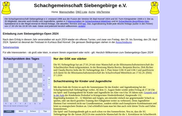 Vorschau von www.sg-siebengebirge.de, Schachgemeinschaft Siebengebirge e.V.