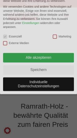 Vorschau der mobilen Webseite www.ramrath-holz.de, Adolf Ramrath Holzhandlung, Inhaber Frank Ramrath e.K.