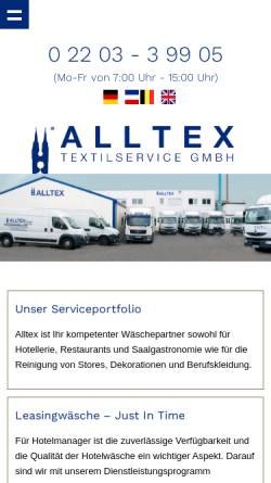 Vorschau der mobilen Webseite www.waescherei-reinigung-alltex.de, Alltex Textilservice GmbH