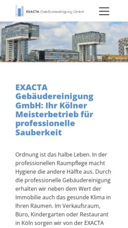 Vorschau der mobilen Webseite www.exacta-koeln.de, Exacta Gebäudereinigung GmbH