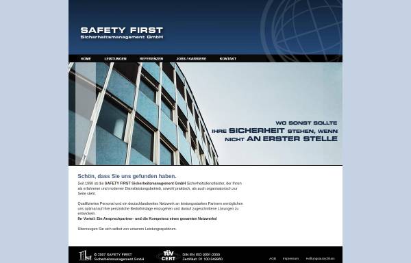 Vorschau von www.safety-first.de, Safety First Sicherheitsmanagement GmbH