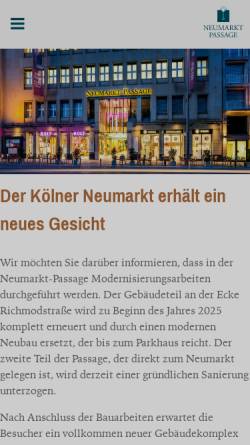 Vorschau der mobilen Webseite www.neumarktpassage.de, Neumarktpassage