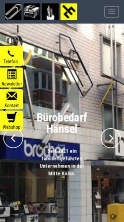 Vorschau der mobilen Webseite www.buerobedarf-haensel.de, Bürobedarf Hänsel GmbH & Co. KG