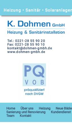 Vorschau der mobilen Webseite www.dohmen-gmbh.de, K. Dohmen GmbH