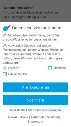 Vorschau der mobilen Webseite www.schmalen-koeln.de, Schmalen Versorgungstechnik, Inhaber Jens Schmalen